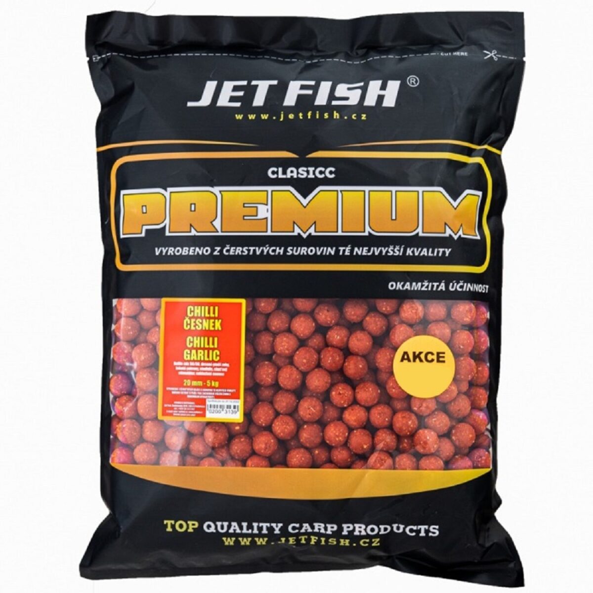 Velké balení boilies Jet Fish Premium Classic Chilli Česnek