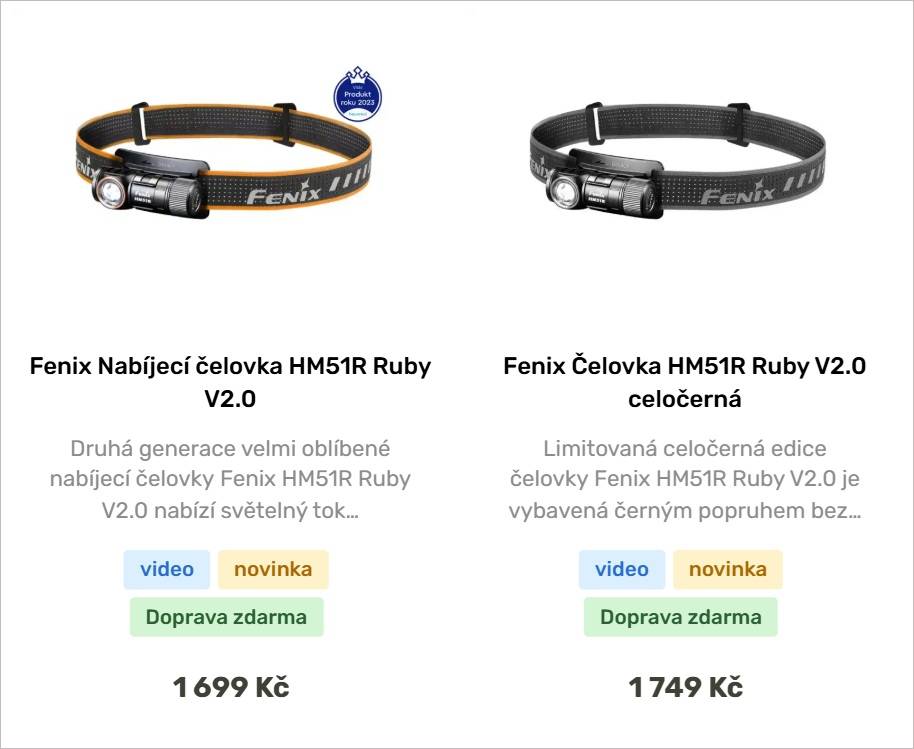 Nabíjecí čelovka Fénix