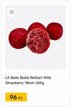 LK Baits Boilie ReStart Wild Strawberry 18mm, 250 g — red strawberry boilies for fishing, price 96 Kč
