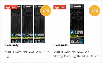 Product collage of Matrix MXC-2 6' Pole Rig sets; two variants on the left with sale badges and a single variant on the right showing a 40% off tag