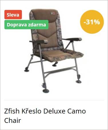 Zfish Kreslo Deluxe Camo Chair with cushioned seat and metal frame; 31% off; free shipping.