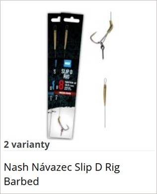 Nash Slip D Rig Barbed fishing rig on packaging with two variants shown beside it