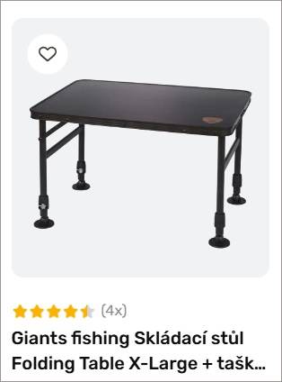 Black folding table with a metal frame and adjustable legs on a light gray background; rounded feet visible.