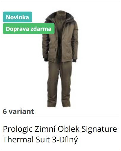 Prologic Zimní Oblek Signature Thermal Suit, 3‑dílný, hnědý, s nápisy Novinka a Doprava zdarma.
